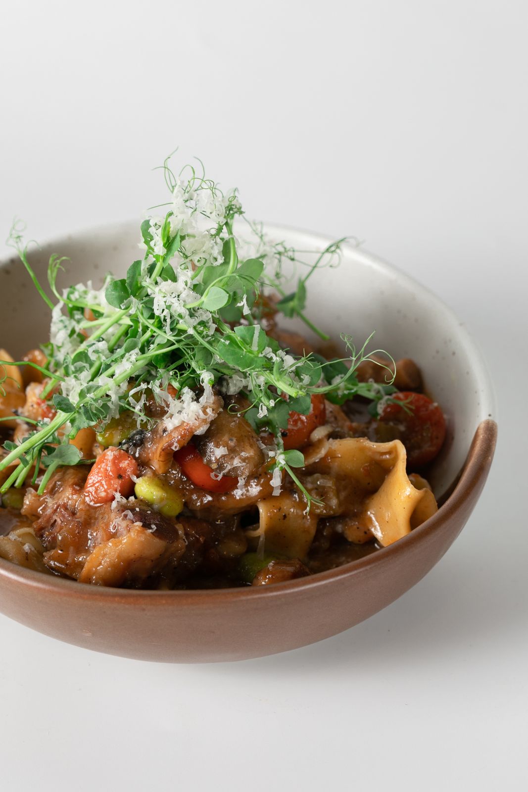 Braised Beef pappardelle with ox tail and beef gravy